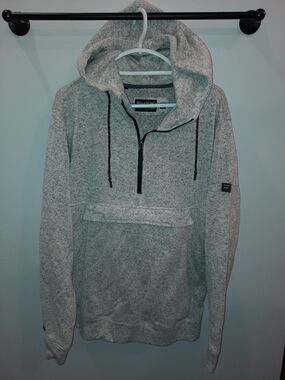 Billabong Light Heather Gray Zip-Up Hoodie Sweater XL Excellent Used Condition
